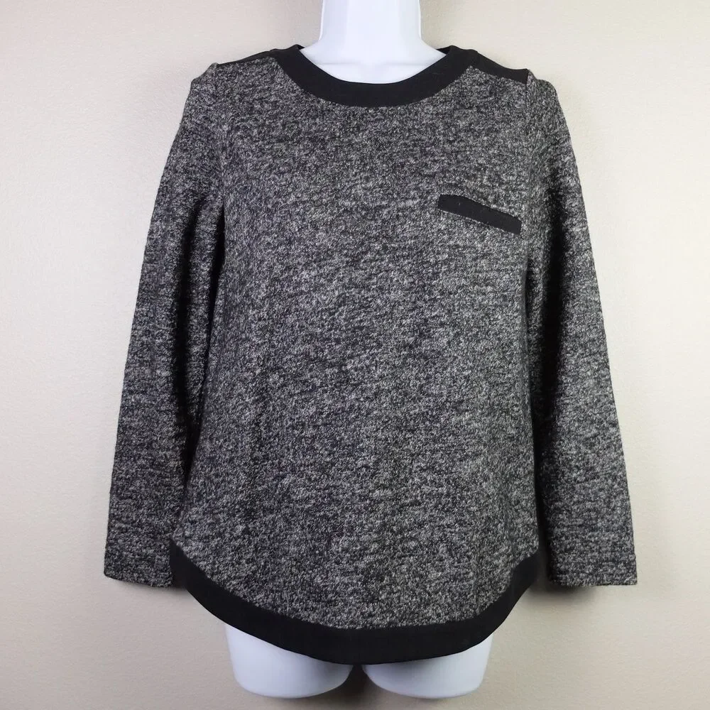Madewell Black/Gray Wool Blend Back Zip Sweater Size XS